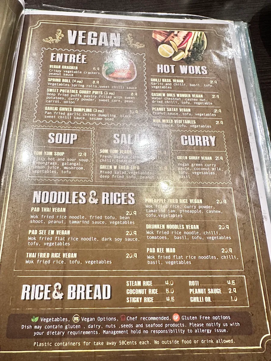 Menu, Thai @ Point Cook