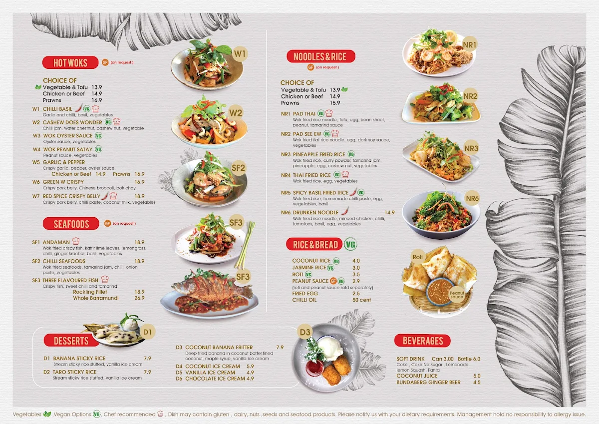Menu, Thai @ Point Cook