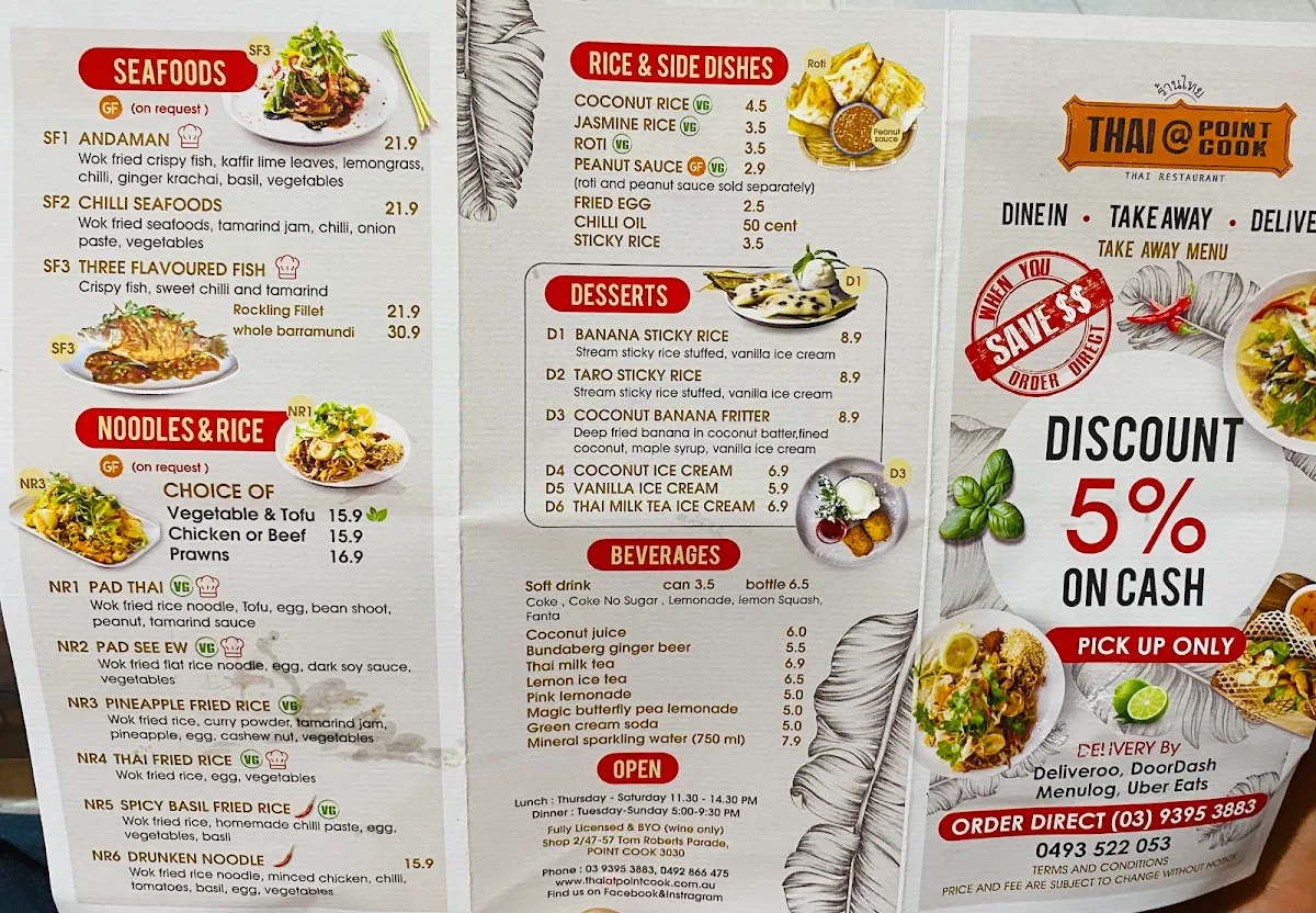 Menu, Thai @ Point Cook