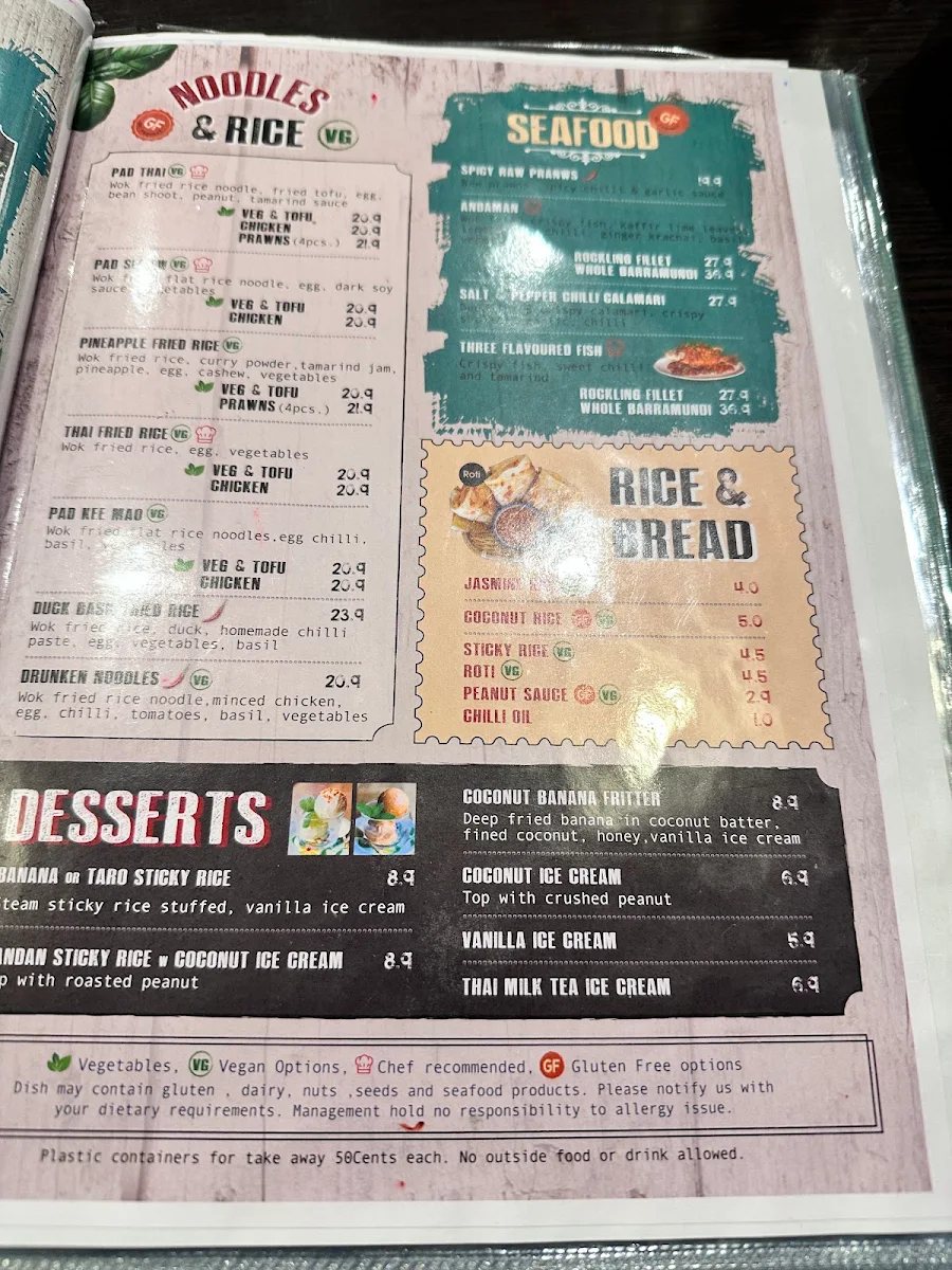 Menu, Thai @ Point Cook