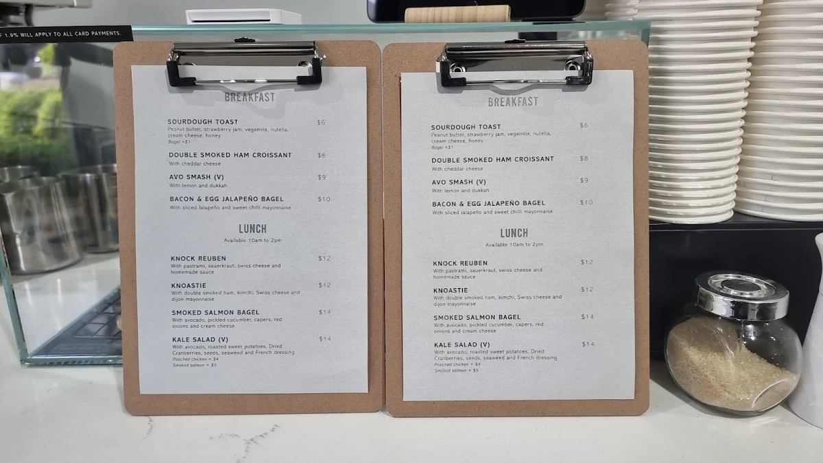 Menu, Knock Specialty Coffee