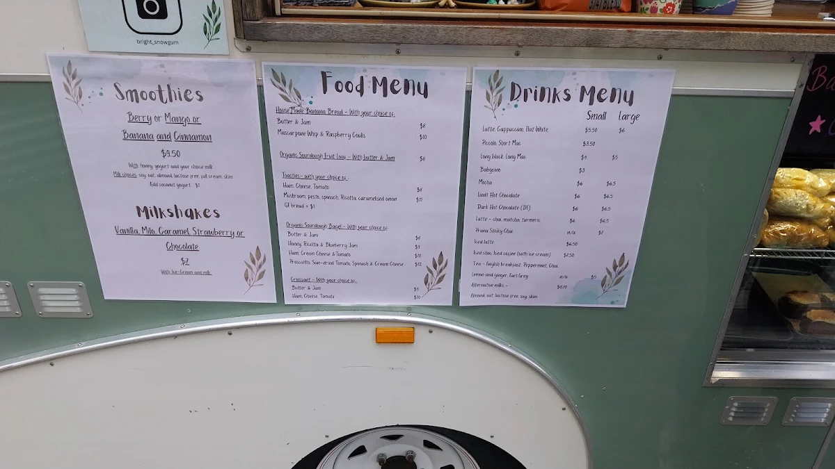 Menu, Snowgum Coffee