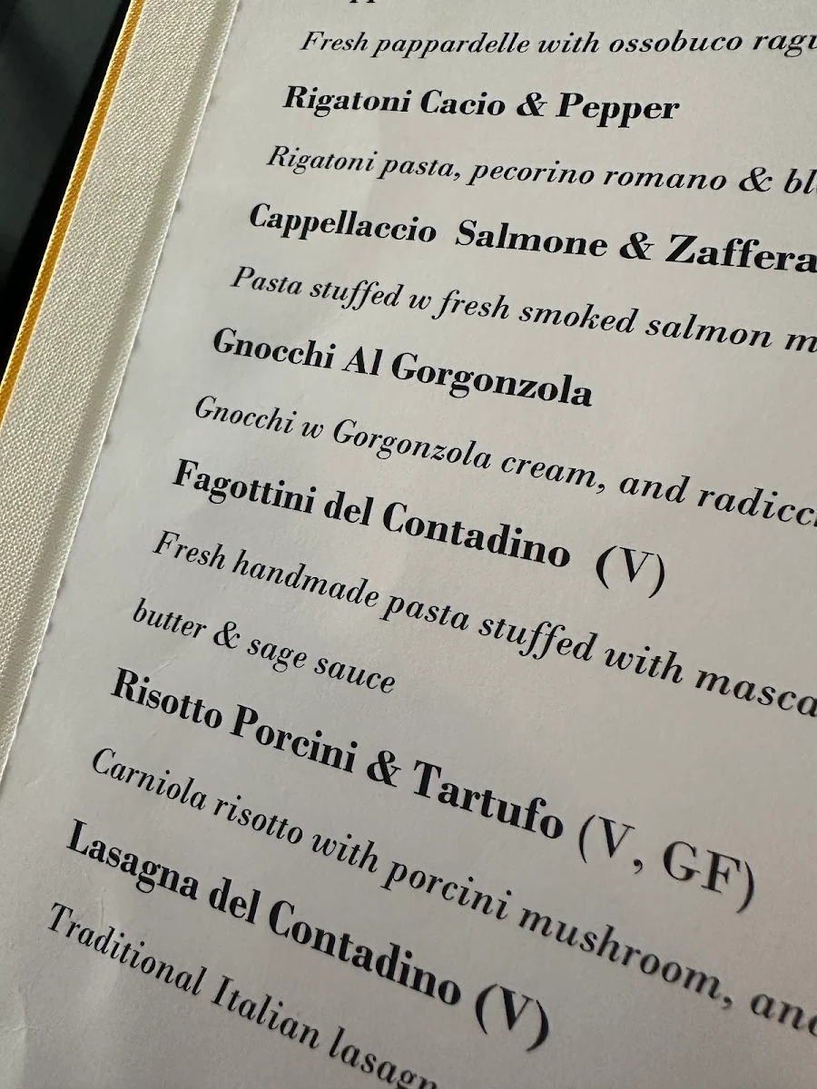 Menu, Fellini Restaurant