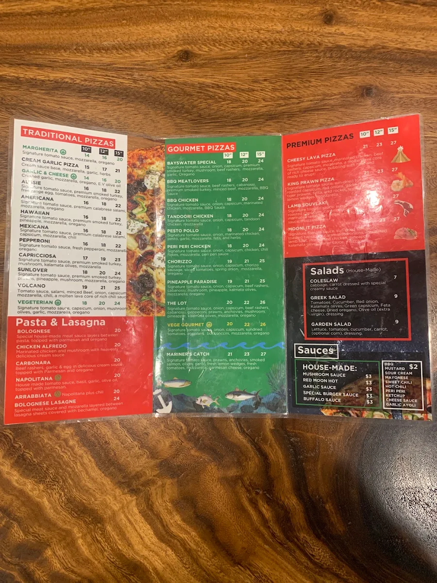 Menu, Moonlit Pizzeria