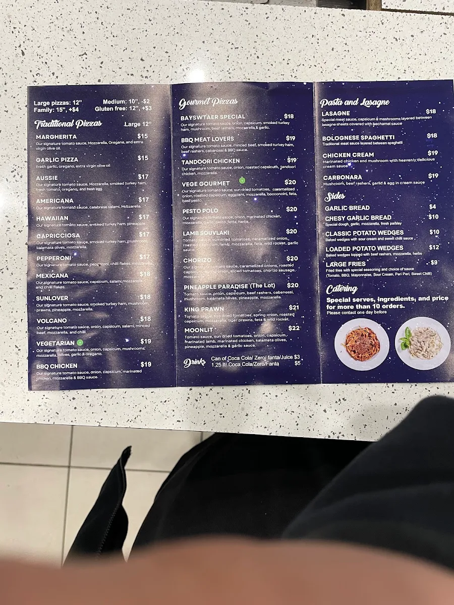 Menu, Moonlit Pizzeria