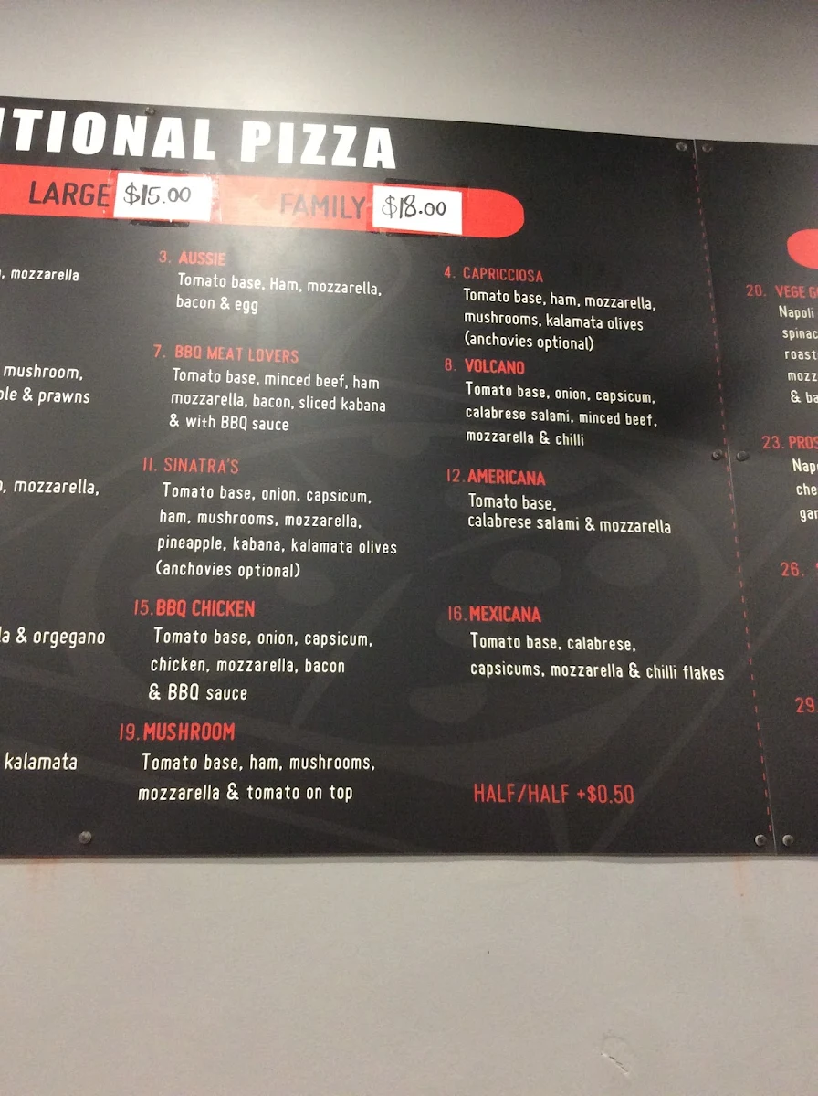 Menu, Moonlit Pizzeria