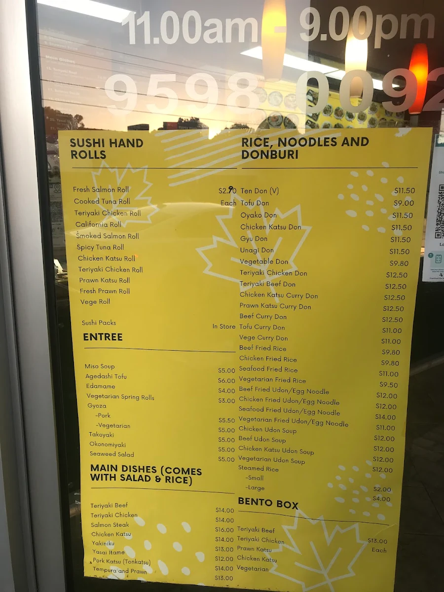 Menu, Akiba