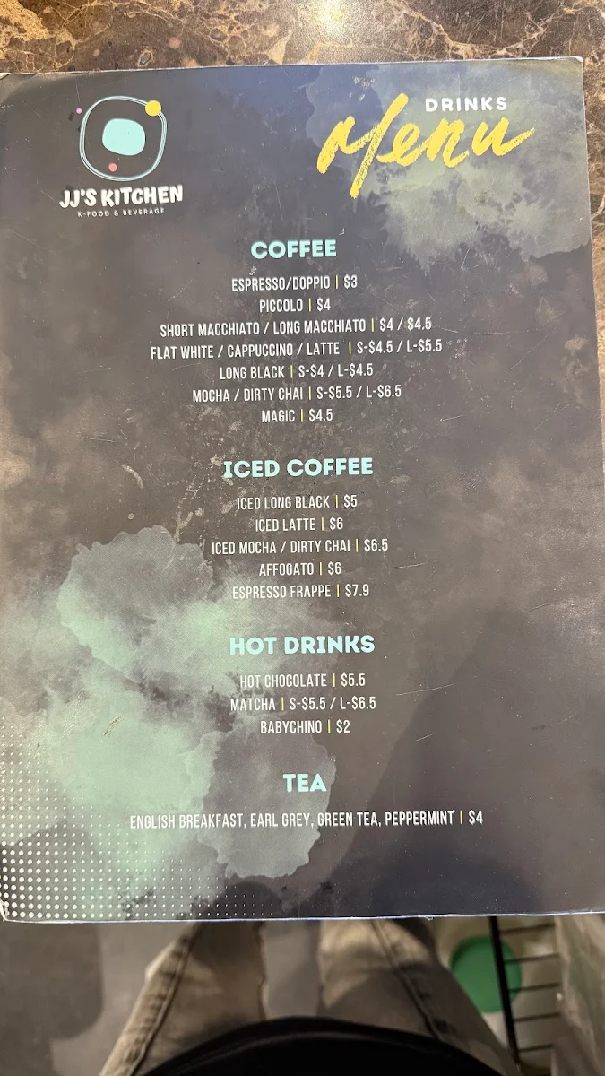 Menu, JJ's kitchen Toowoomba