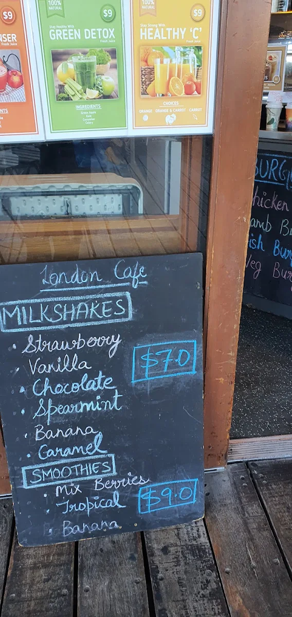 Menu, London Cafe