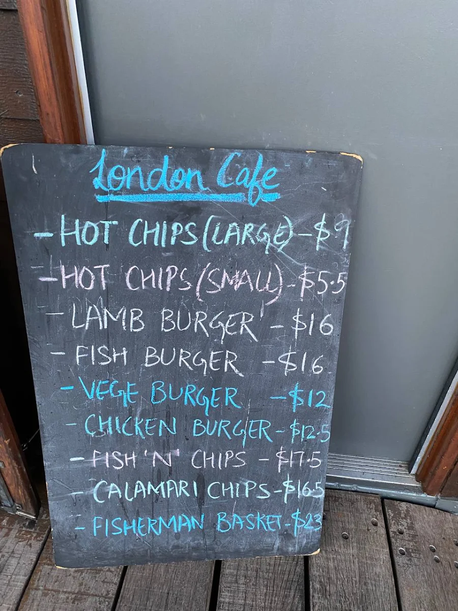 Menu, London Cafe