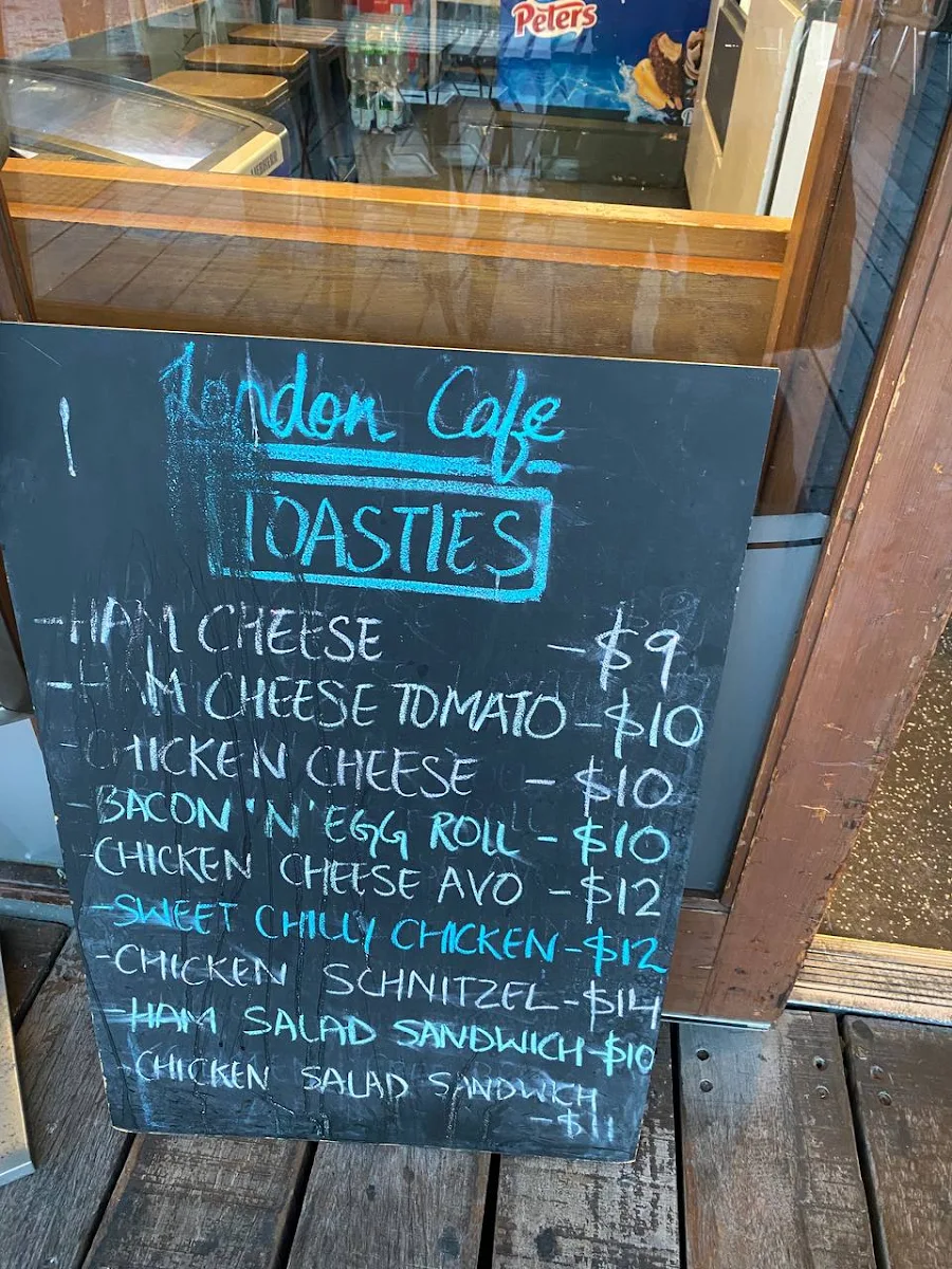Menu, London Cafe