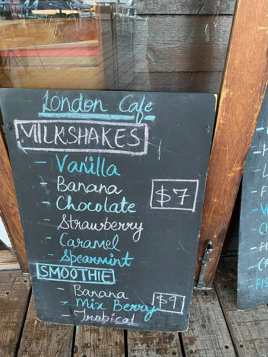 Menu, London Cafe