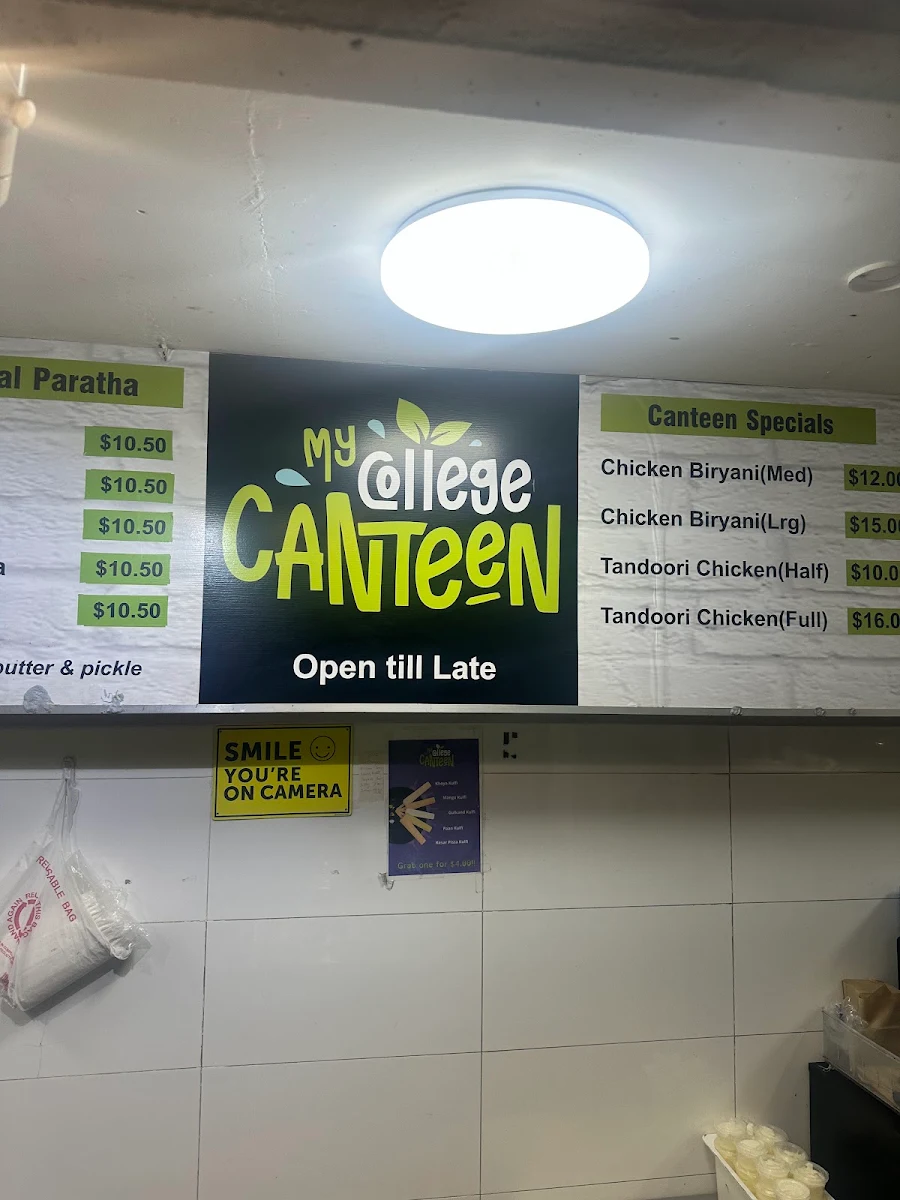 Menu, My College Canteen