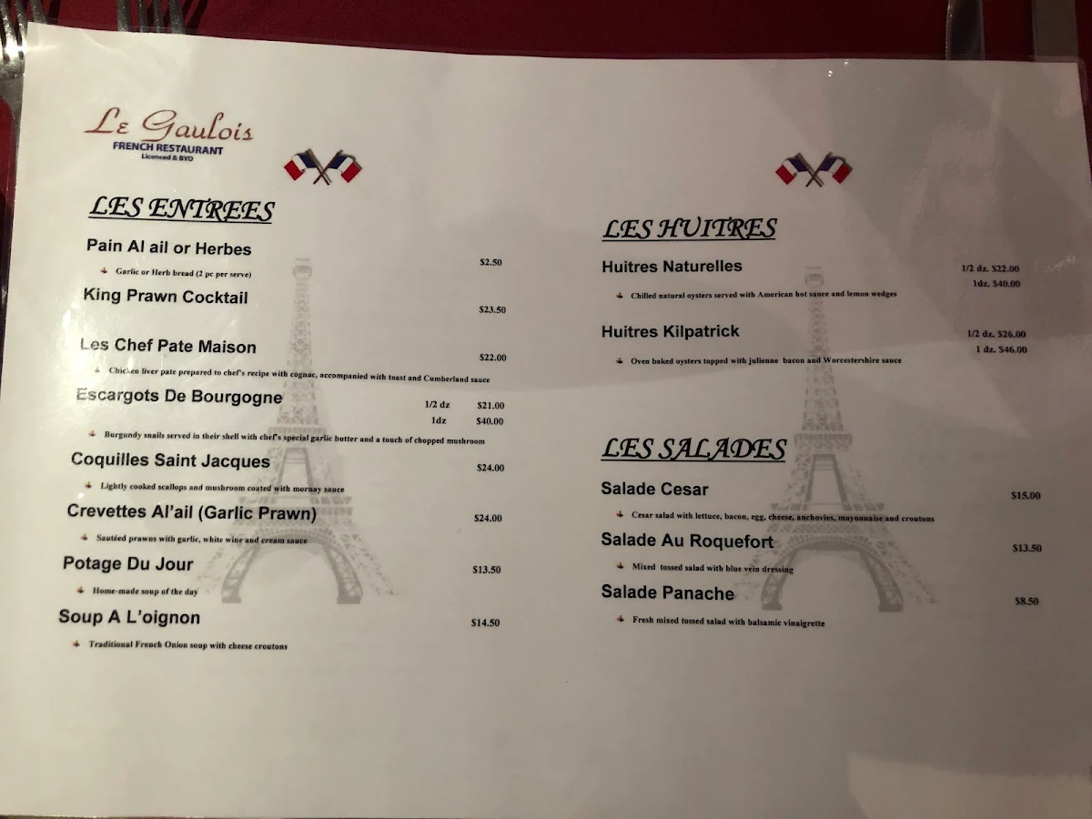 Menu, Le Gaulois