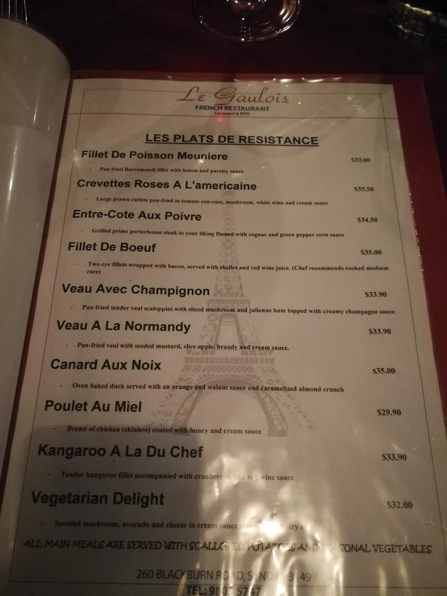 Menu, Le Gaulois