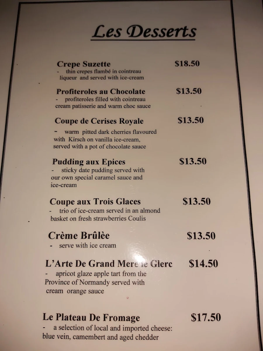 Menu, Le Gaulois