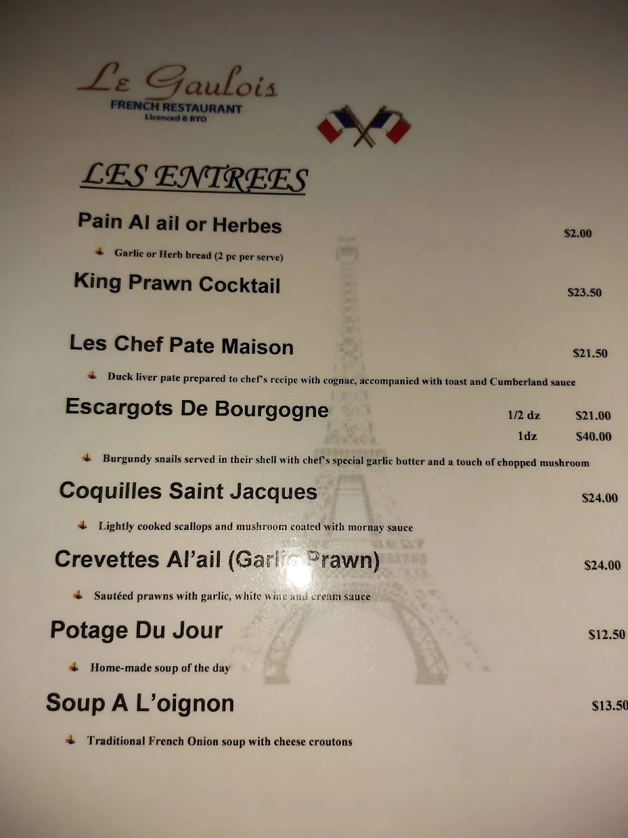 Menu, Le Gaulois