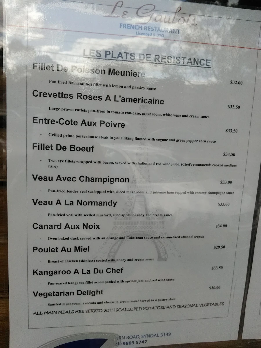 Menu, Le Gaulois