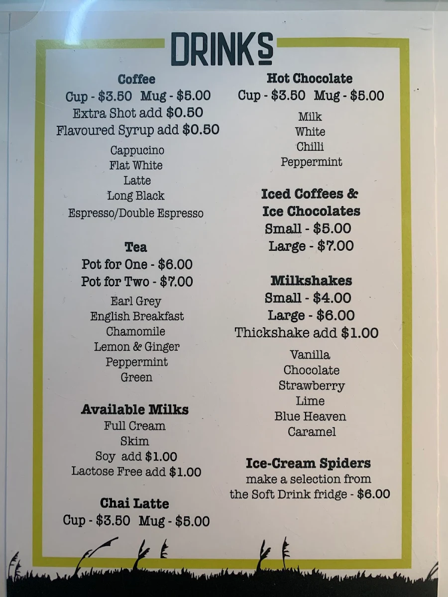 Menu, Cafe Liv'Indi