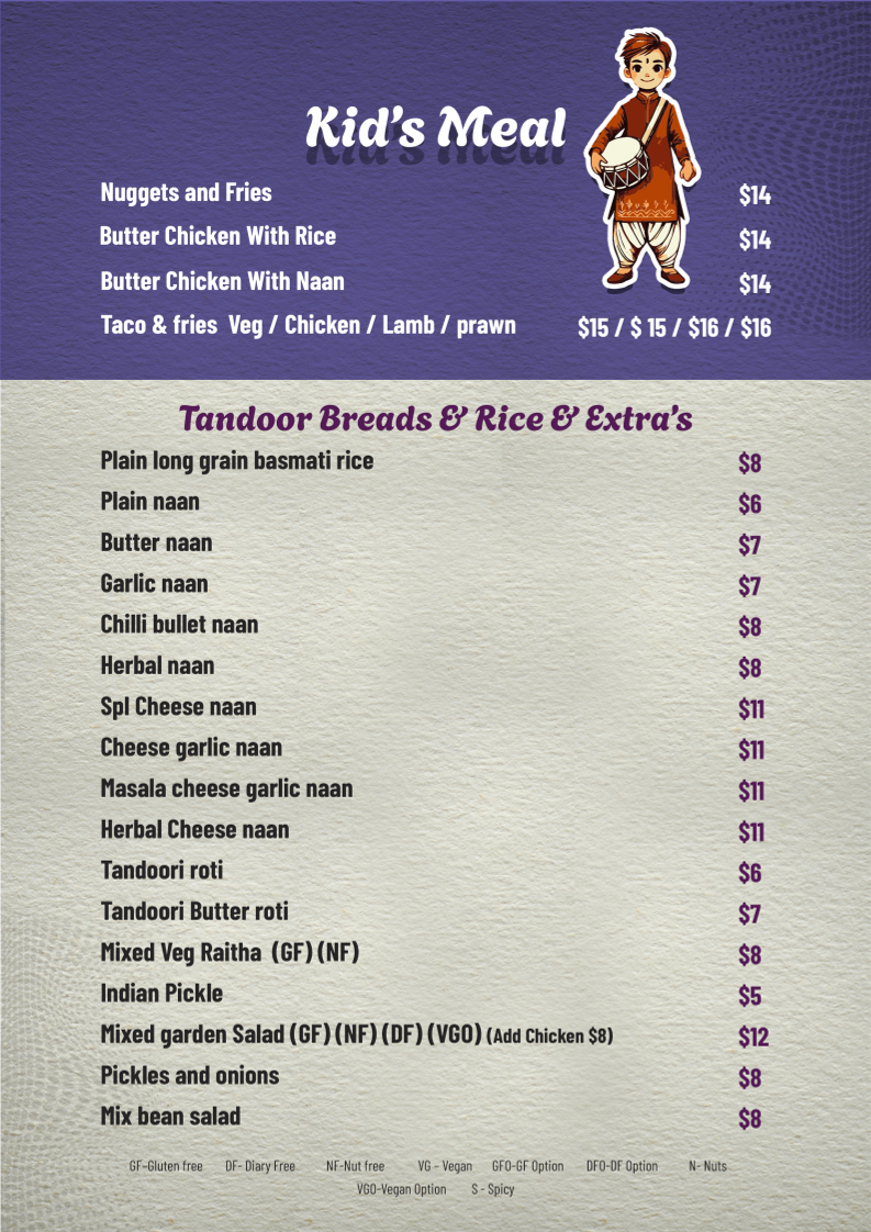 Menu, Baar Baar Milton