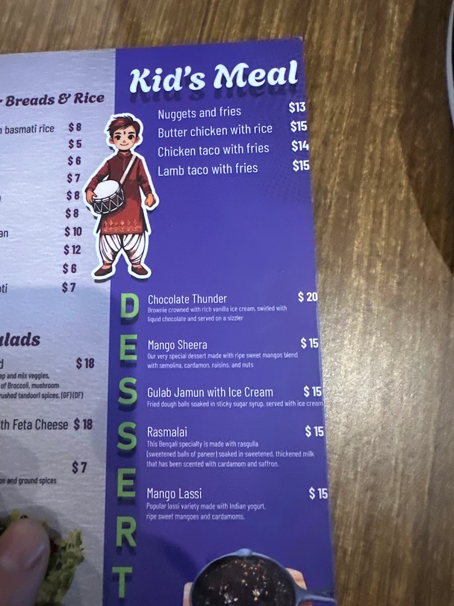 Menu, Baar Baar Milton