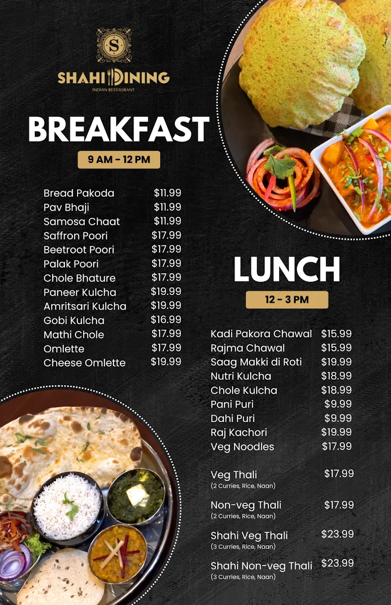 Menu, Shahi Dining Rouse Hill