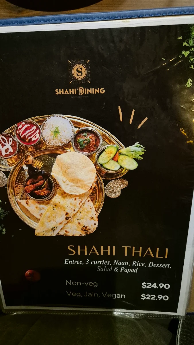 Menu, Shahi Dining Rouse Hill