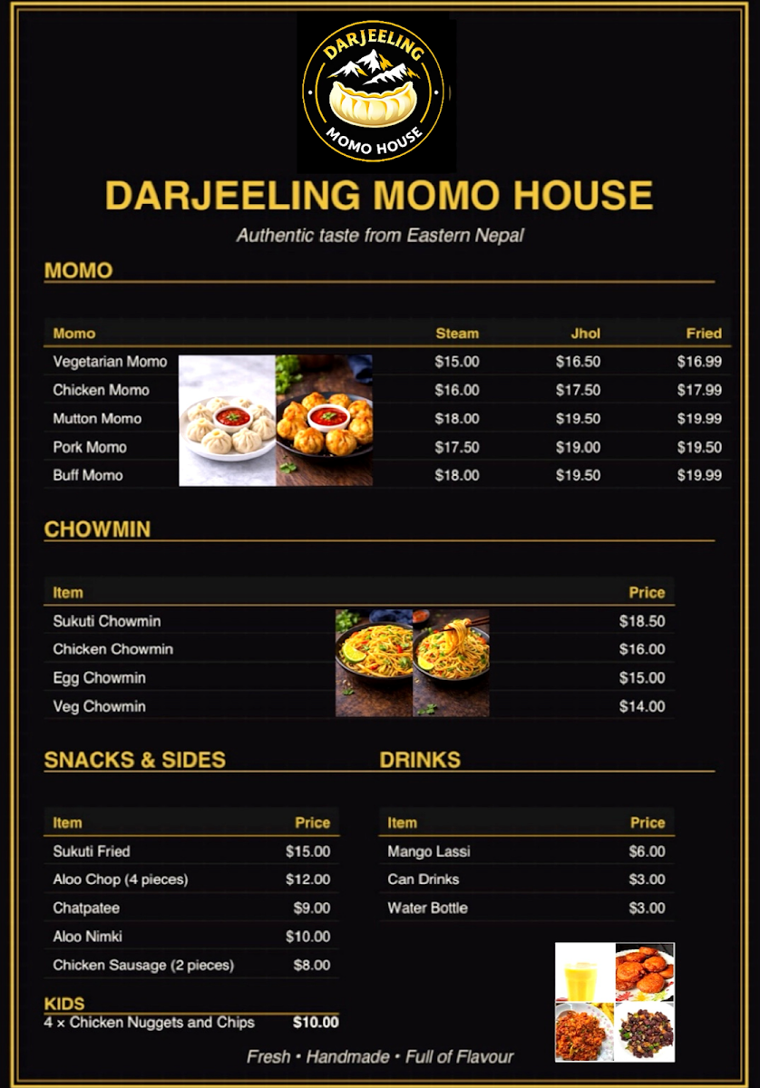 Menu, DARJEELING MOMO HOUSE