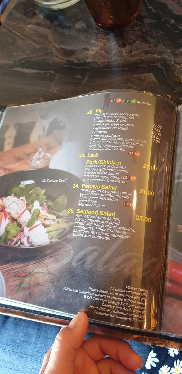 Menu, Sit O'Clock Thai Restaurant and Takeaway