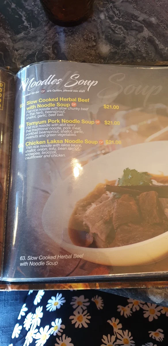 Menu, Sit O'Clock Thai Restaurant and Takeaway