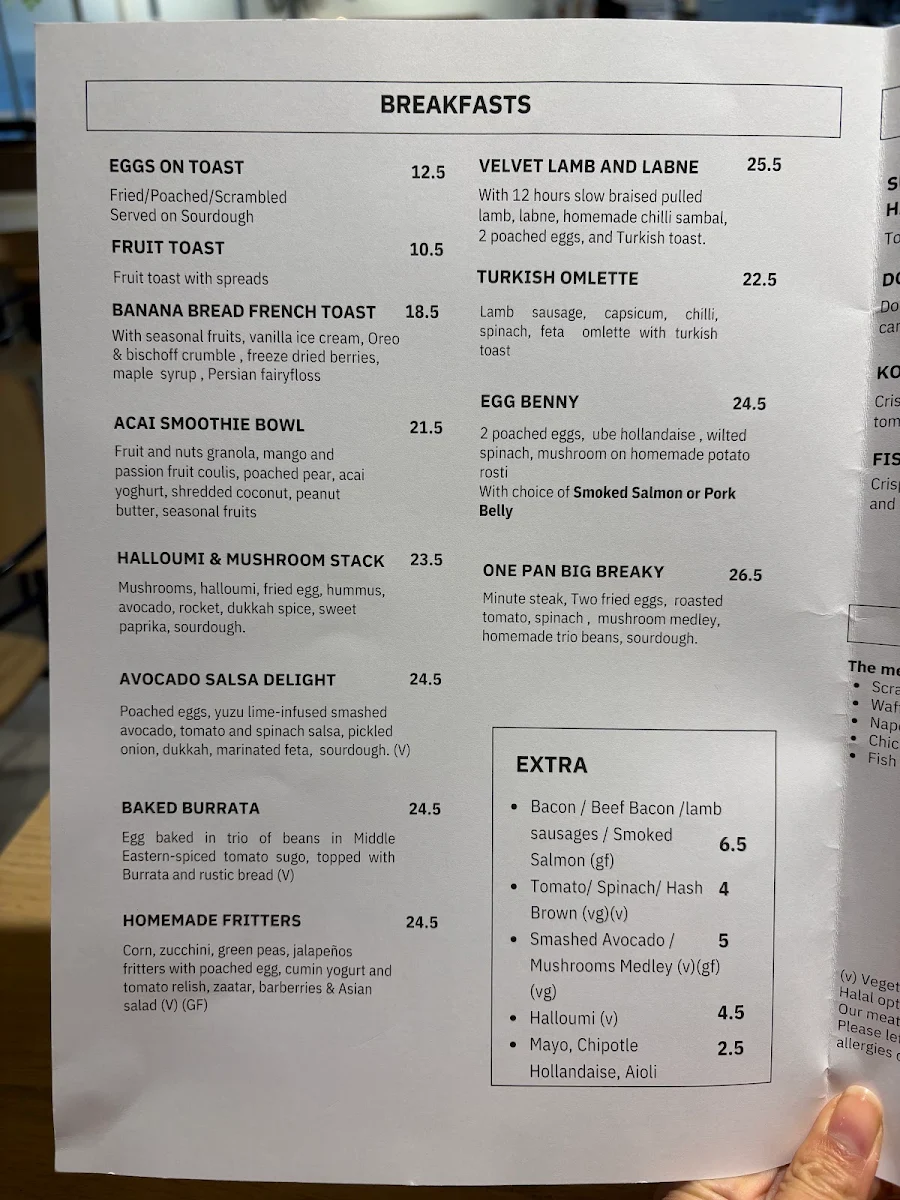 Menu, VB albert park