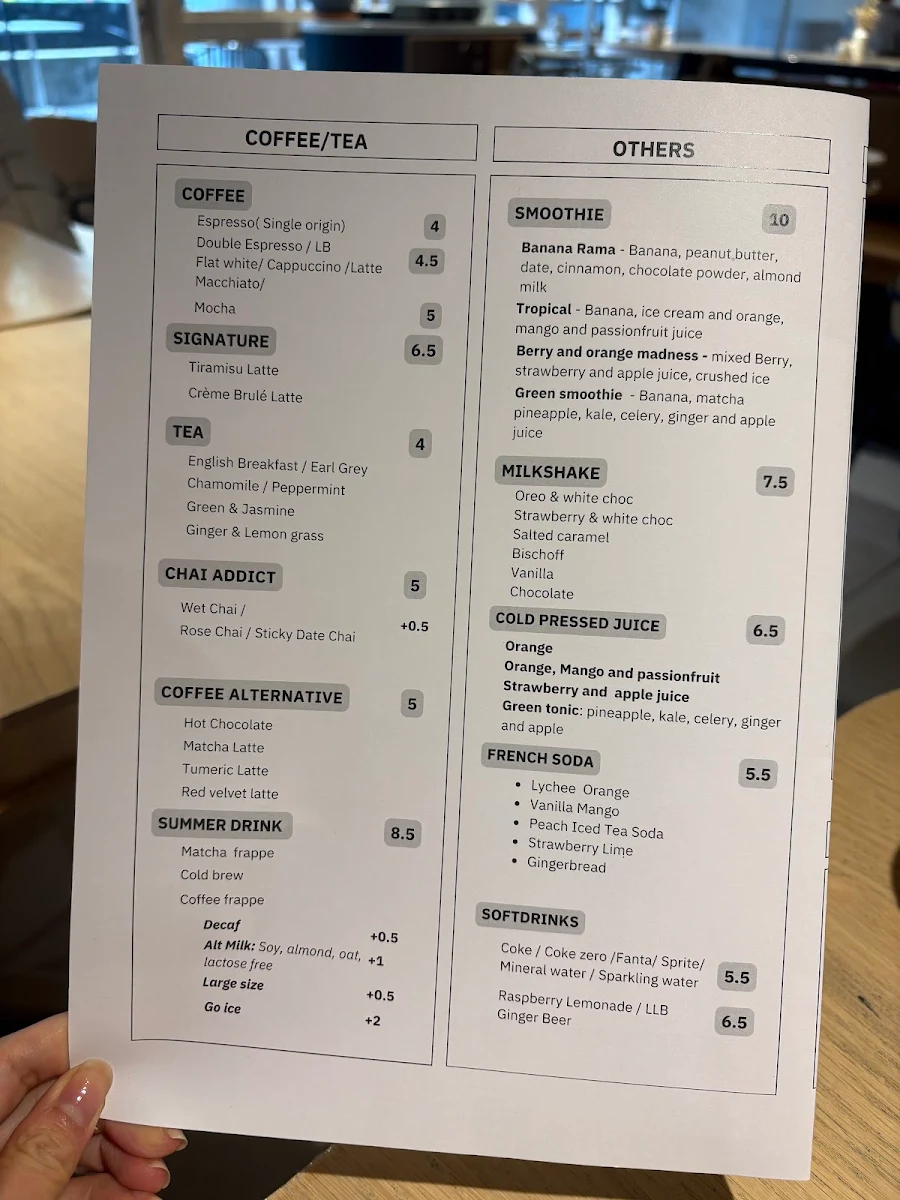 Menu, VB albert park
