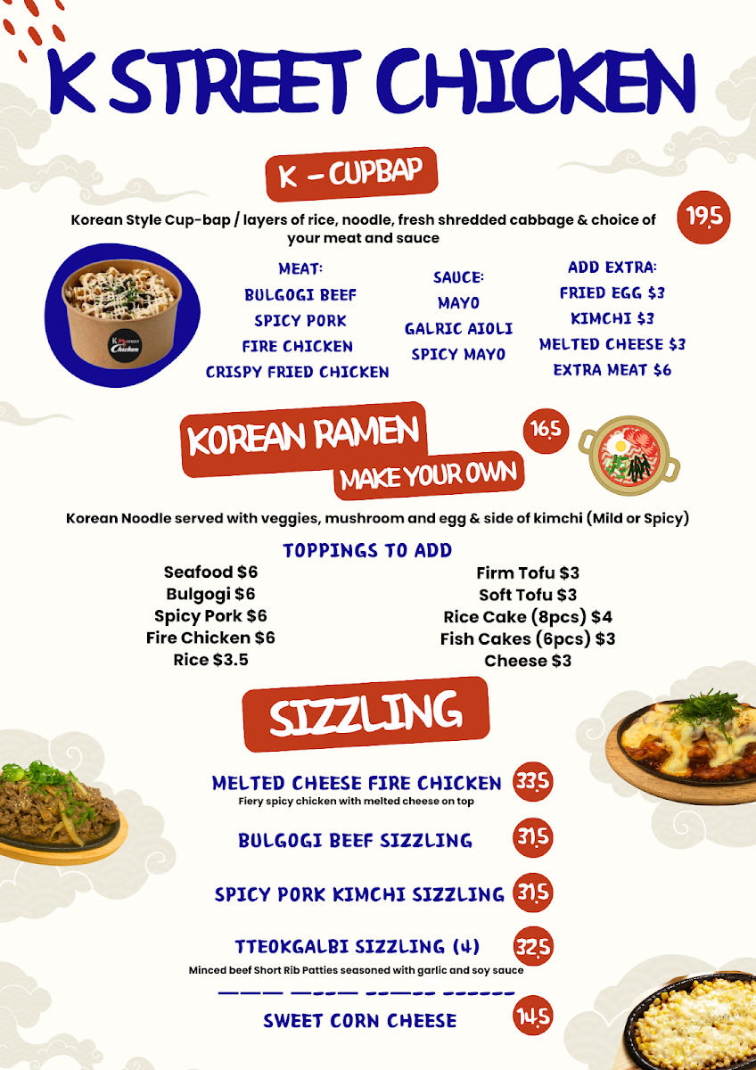 Menu, K-Street Chicken