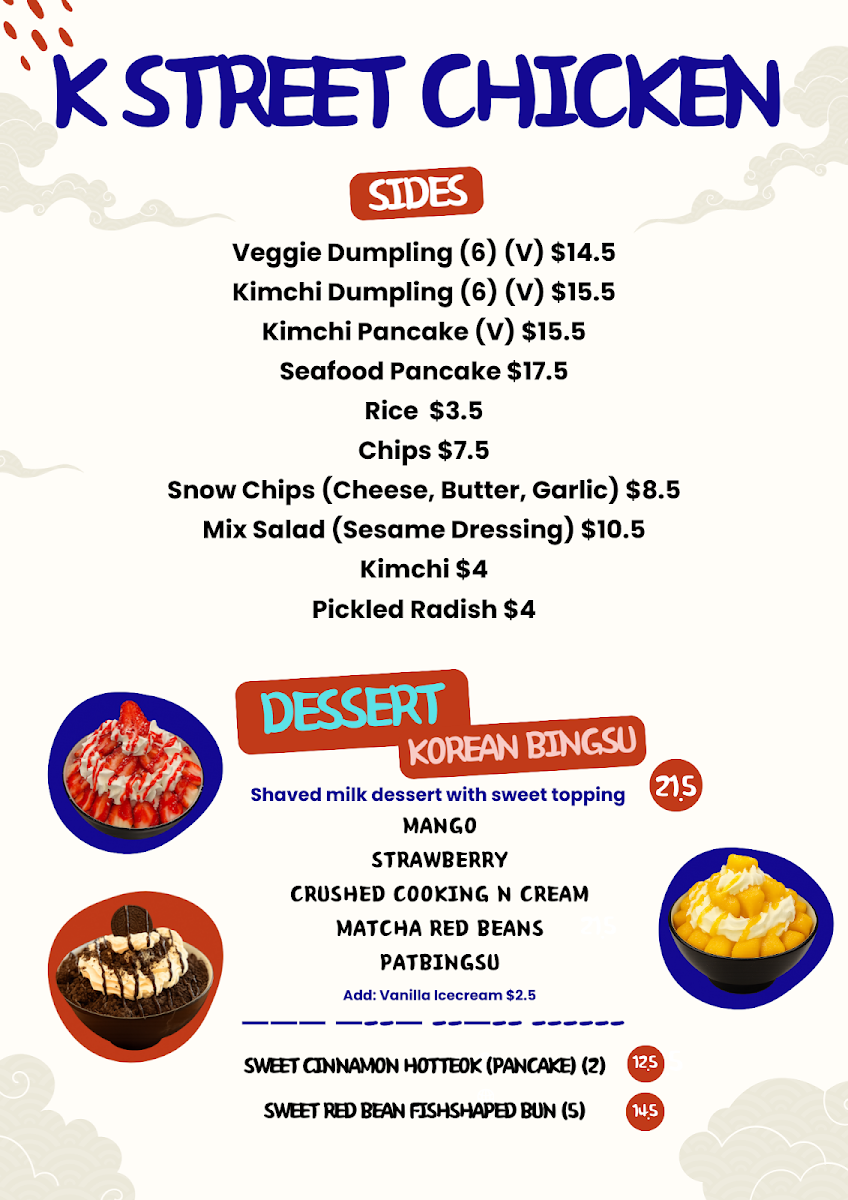 Menu, K-Street Chicken