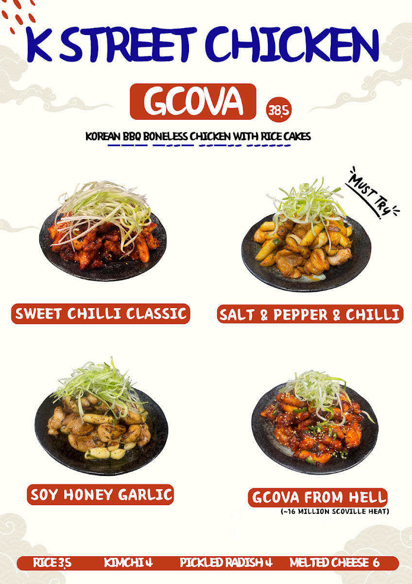 Menu, K-Street Chicken