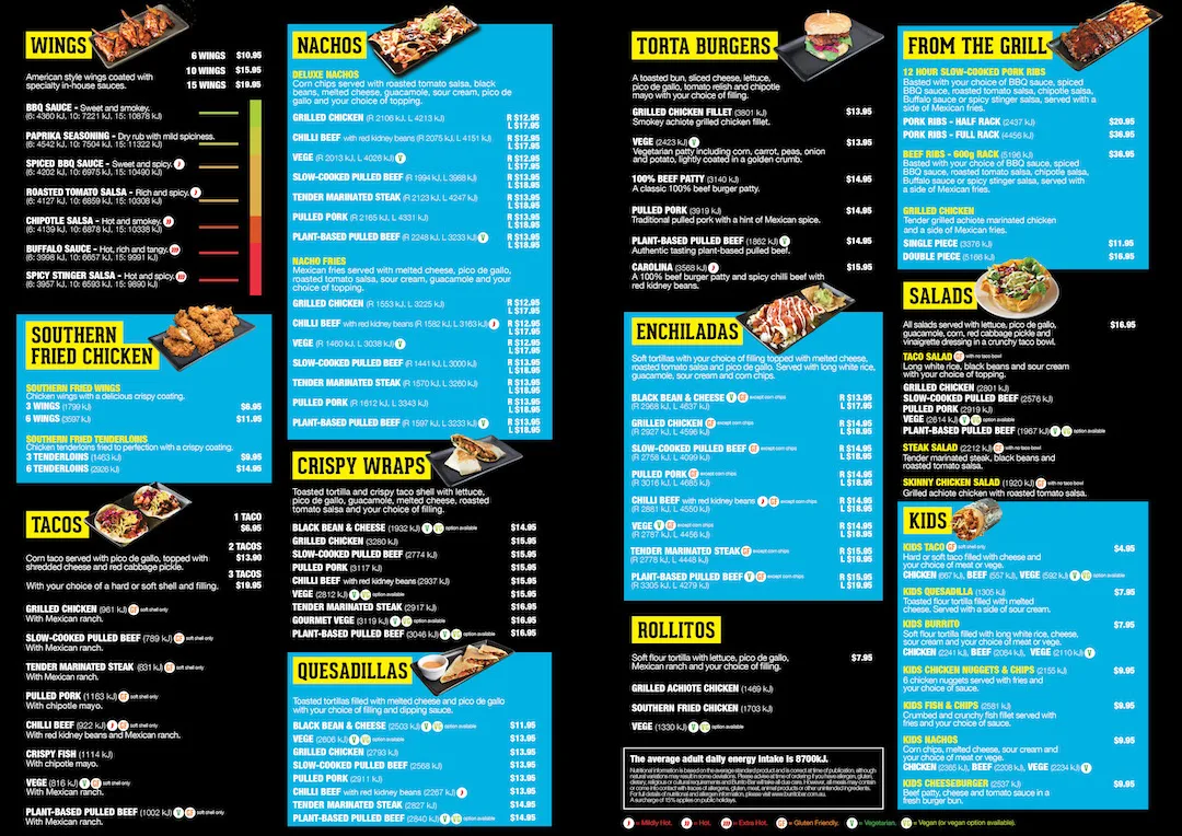 Menu, Burrito Bar Coorparoo