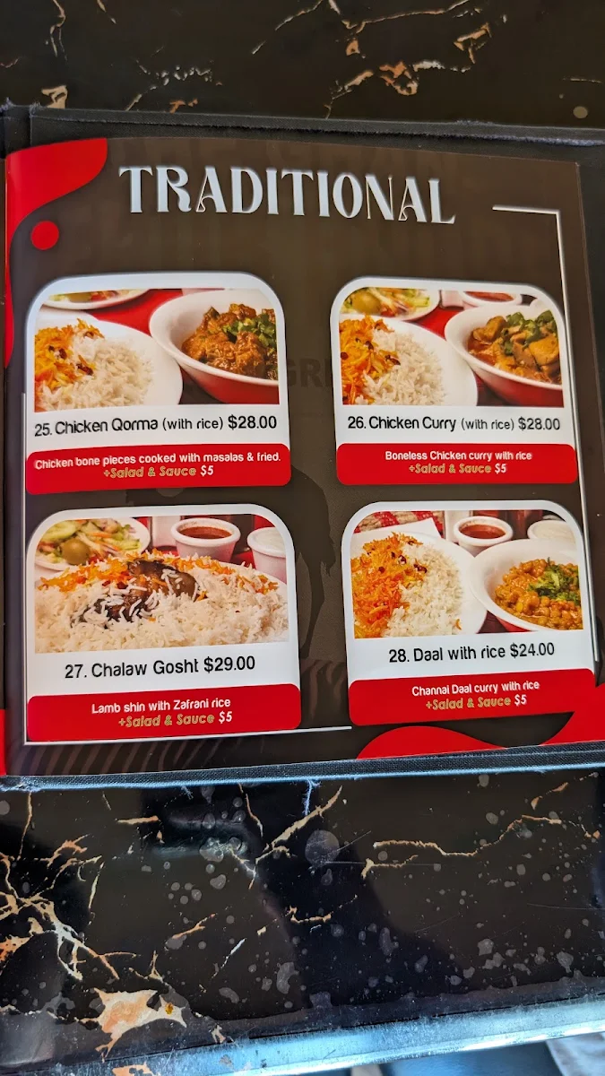 Menu, The Ghan Kebab House