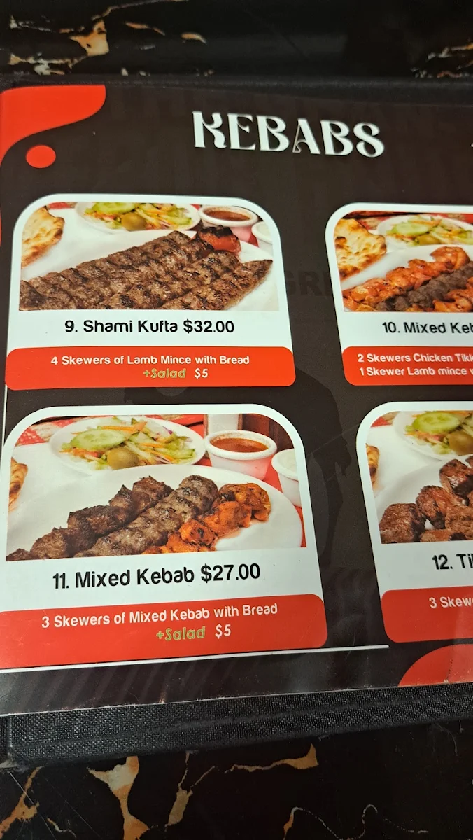 Menu, The Ghan Kebab House