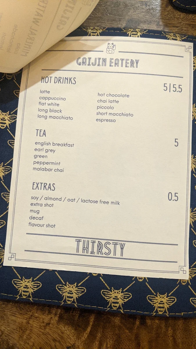 Menu, Gaijin Eatery