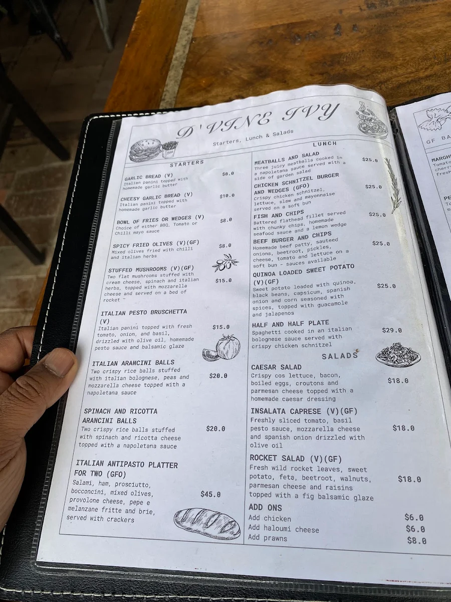 Menu, Mrs Pasta Balmain