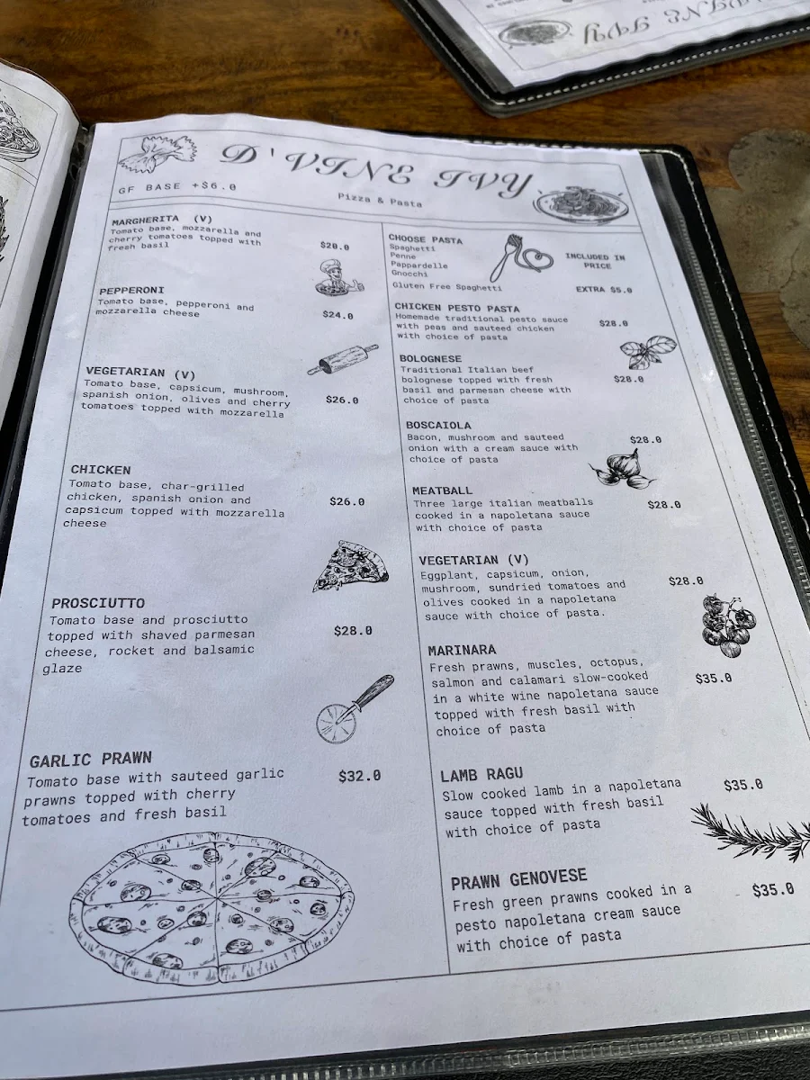 Menu, Mrs Pasta Balmain