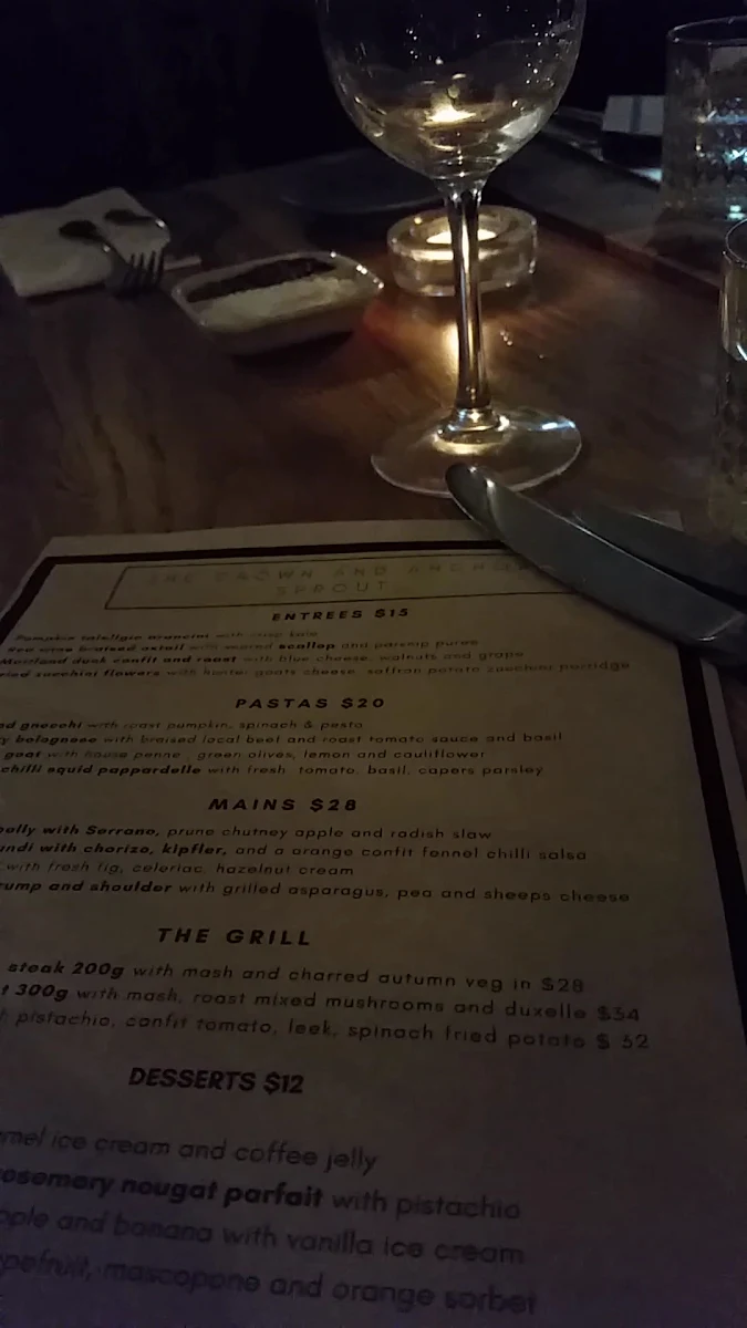 Menu, The Crown & Anchor Hotel