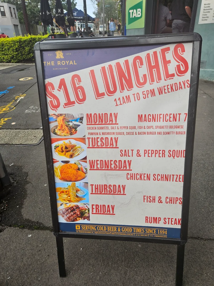 Menu, Royal Hotel Darlington