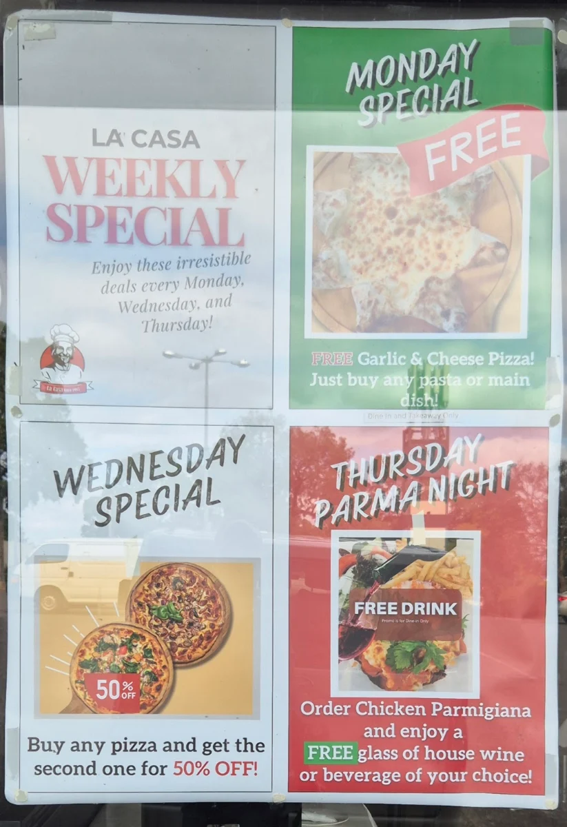 Menu, La Casa Woodfired Pizza Pasta Bar & Grill