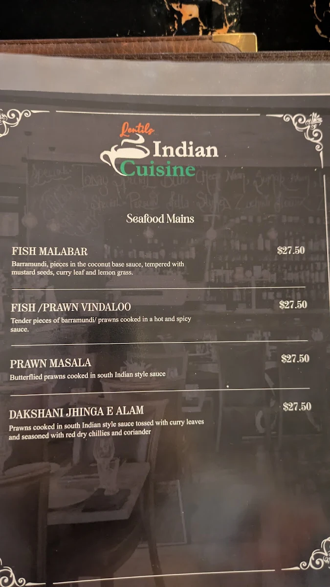 Menu, Lentils indian cuisine