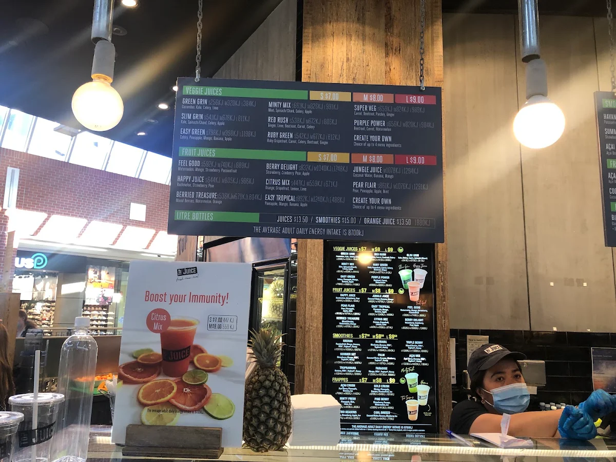 Menu, Top Juice Penrith