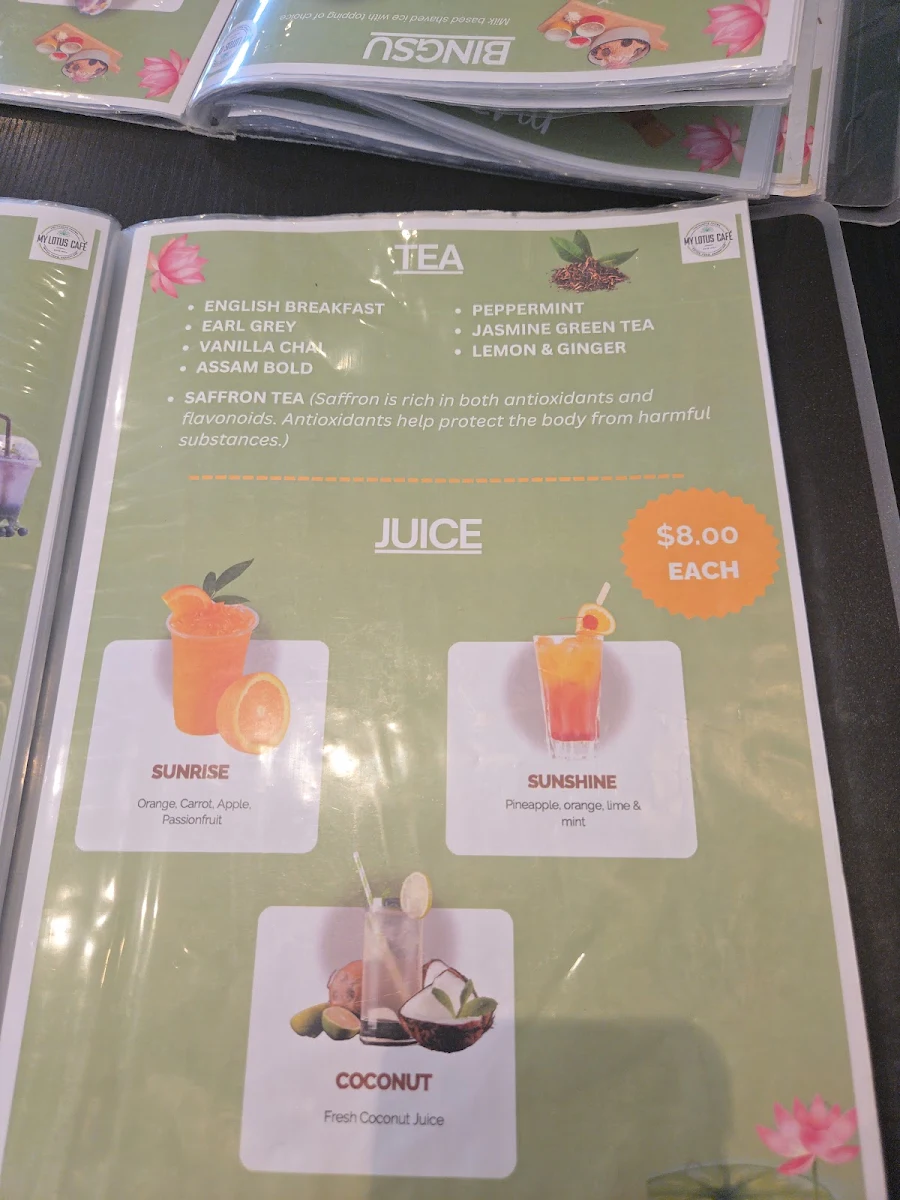 Menu, My Lotus Cafe