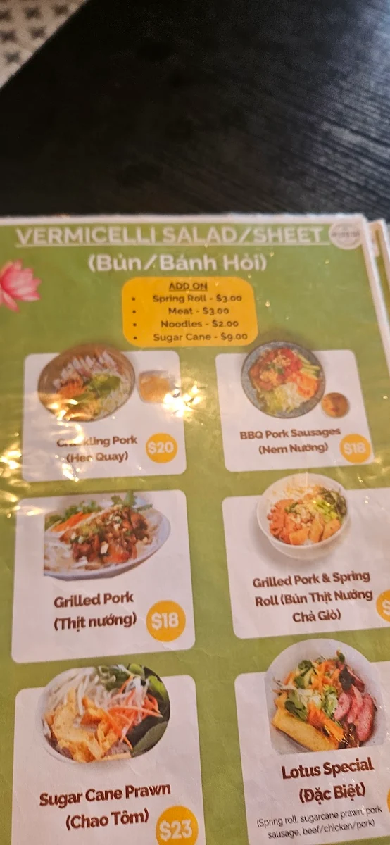 Menu, My Lotus Cafe