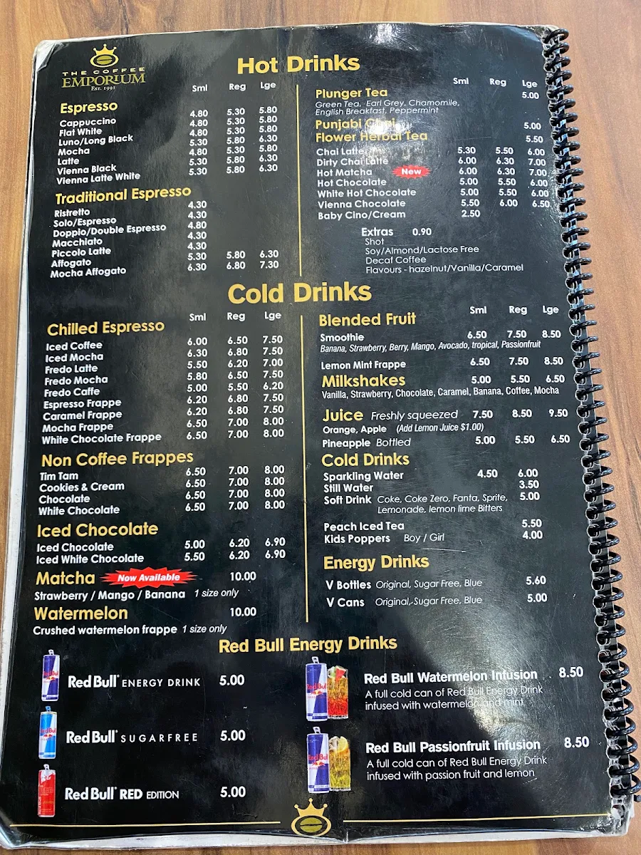 Menu, The Coffee Emporium Bankstown 2