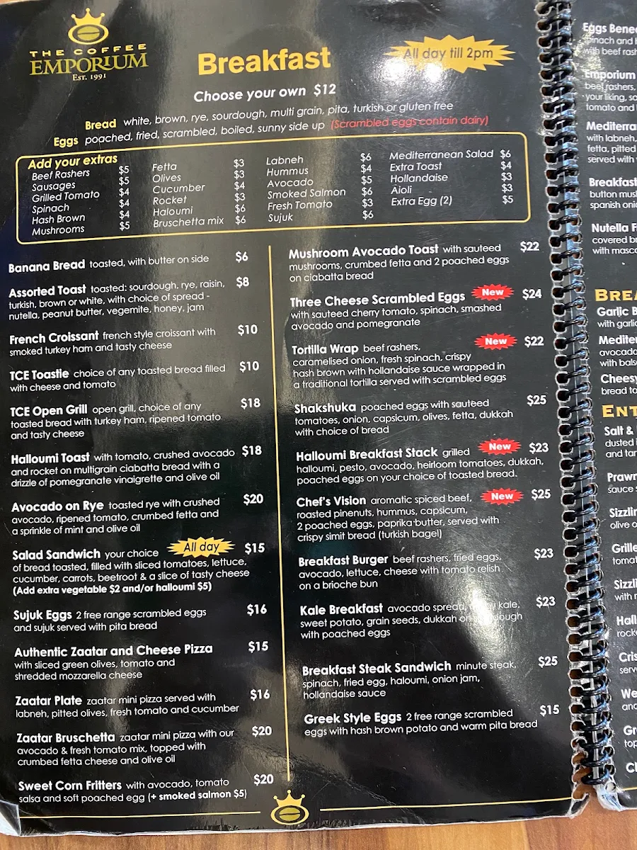 Menu, The Coffee Emporium Bankstown 2